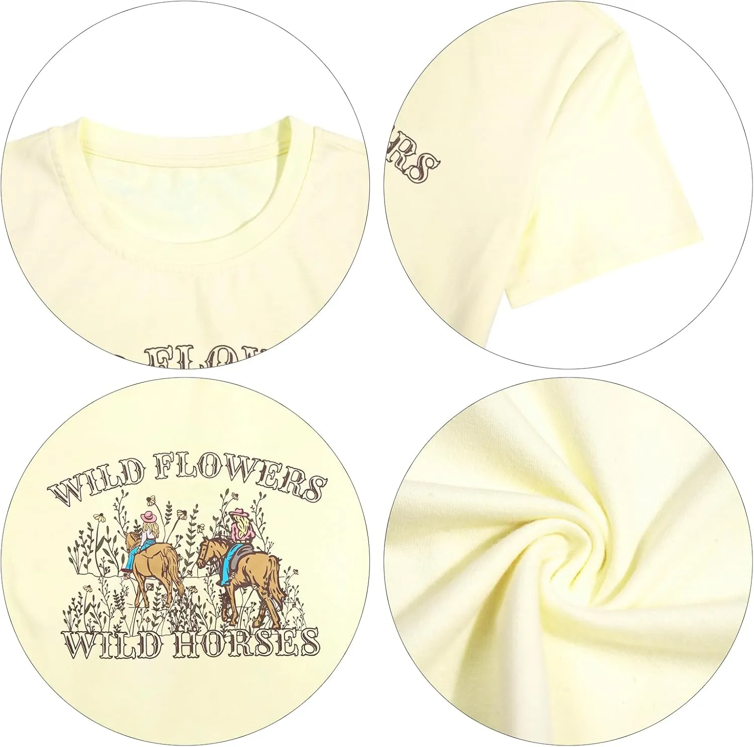 Western Cowgirl Shirt Wild Flowers Wild Horses Shirt Vintage Country Concert Shirt Rodeo Graphic Tee