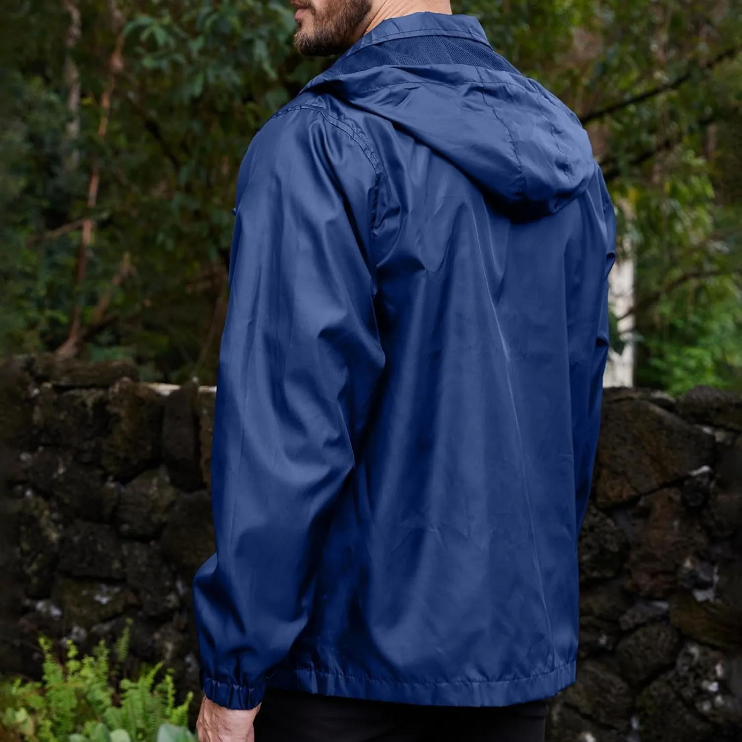 Windbreaker Jackets for Men Packable Outdoor Hooded Rain Jackets with Pocket Raincoat Travel Hiking Cycling Jacket