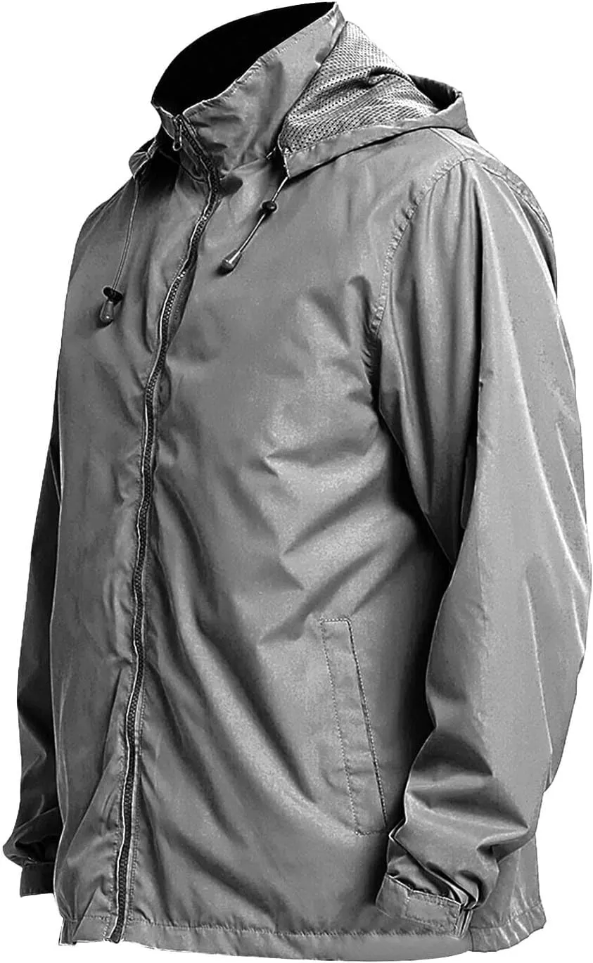 Windbreaker Jackets for Men Packable Outdoor Hooded Rain Jackets with Pocket Raincoat Travel Hiking Cycling Jacket