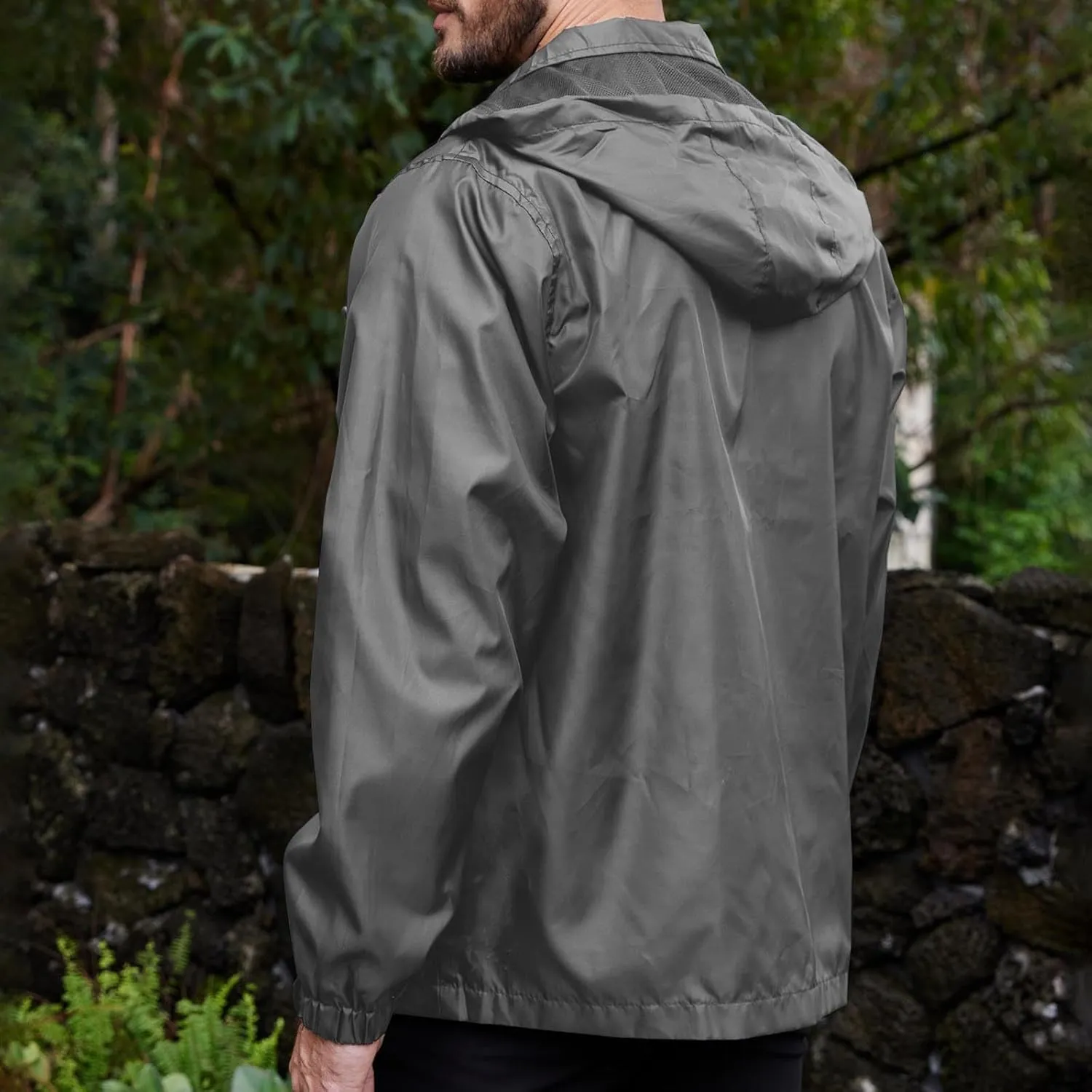 Windbreaker Jackets for Men Packable Outdoor Hooded Rain Jackets with Pocket Raincoat Travel Hiking Cycling Jacket