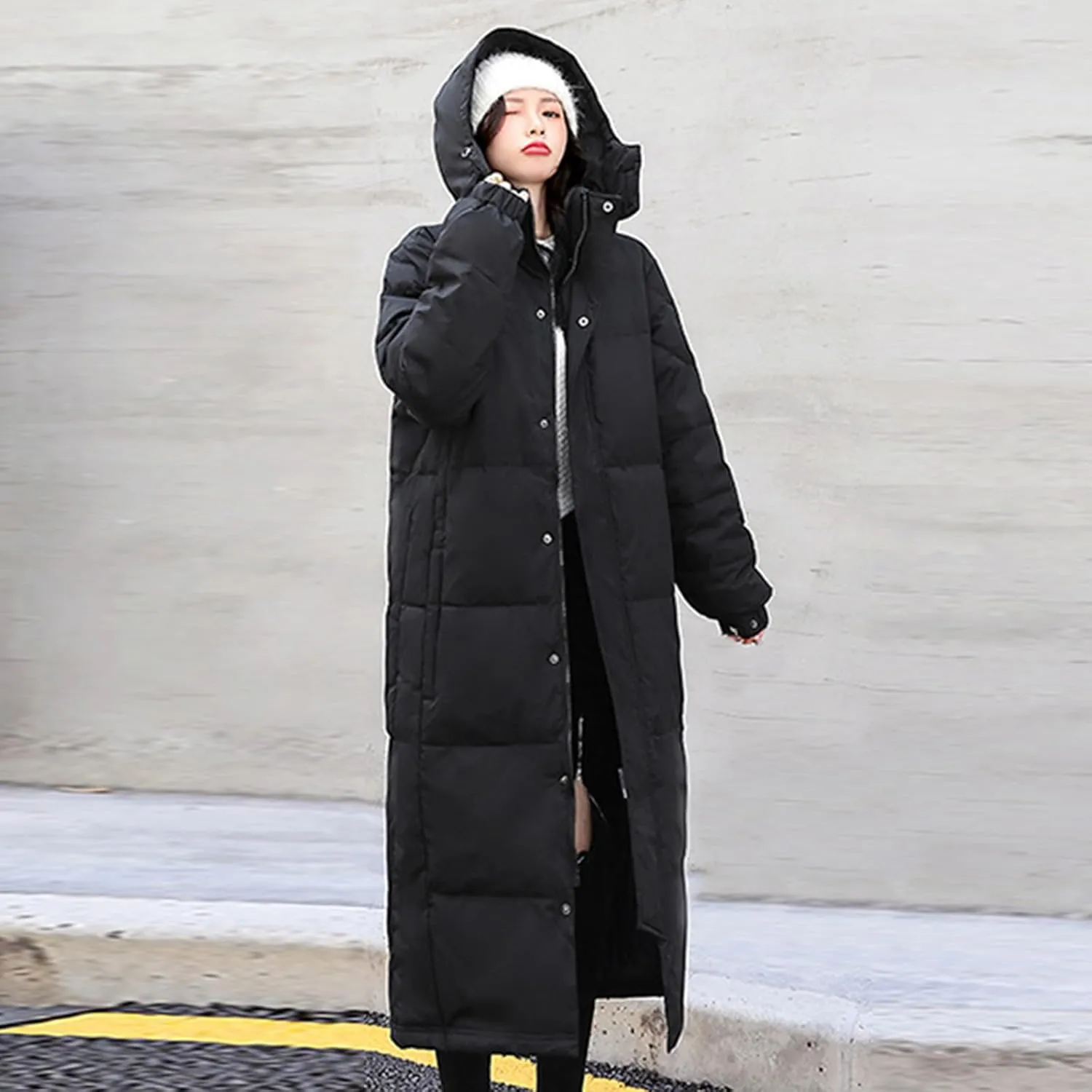 Winter Coats for Women 2023 Trendy Long Hooded Puffer Jackets Plus Size Quilted Lightweight Jackets Padded Down Coats