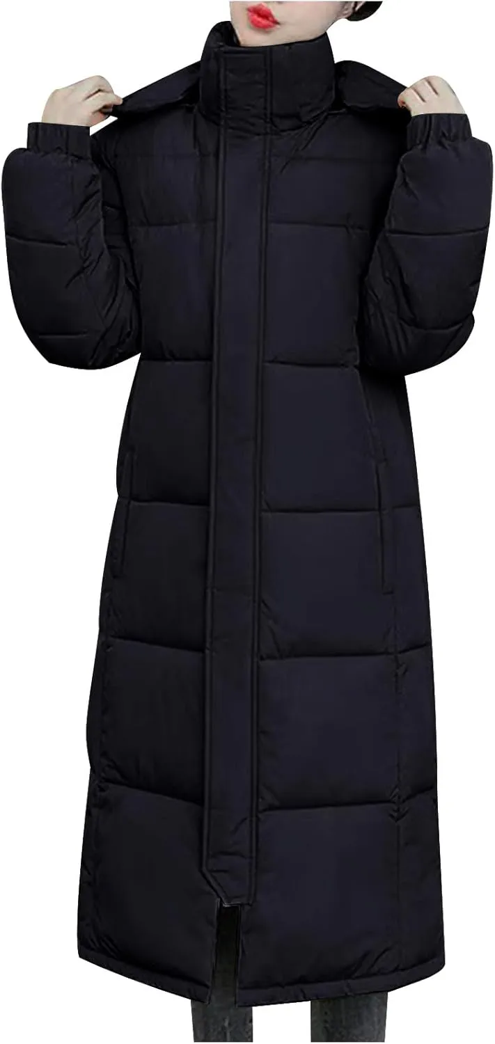 Winter Coats for Women 2023 Trendy Long Hooded Puffer Jackets Plus Size Quilted Lightweight Jackets Padded Down Coats