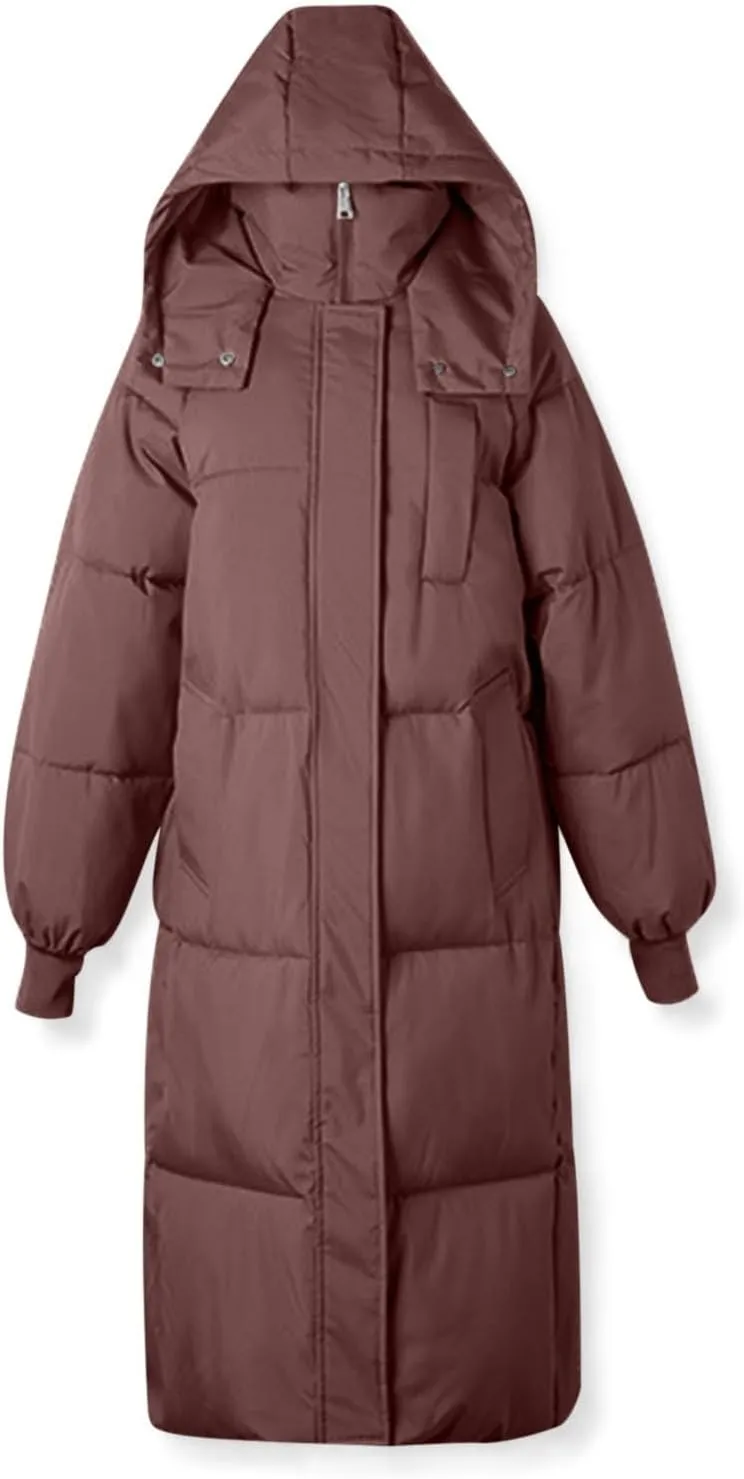 Winter Coats for Women Long Puffer Jackets with Hood Waterproof Maxi Down Jacket Padded Warm Coats Parkas Outerwear