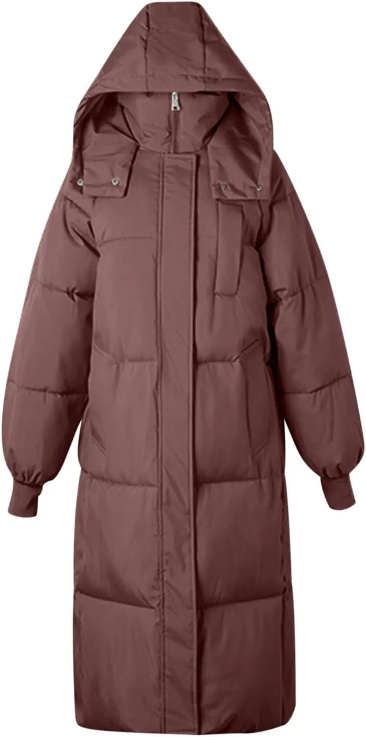 Winter Coats for Women Long Puffer Jackets with Hood Waterproof Maxi Down Jacket Padded Warm Coats Parkas Outerwear