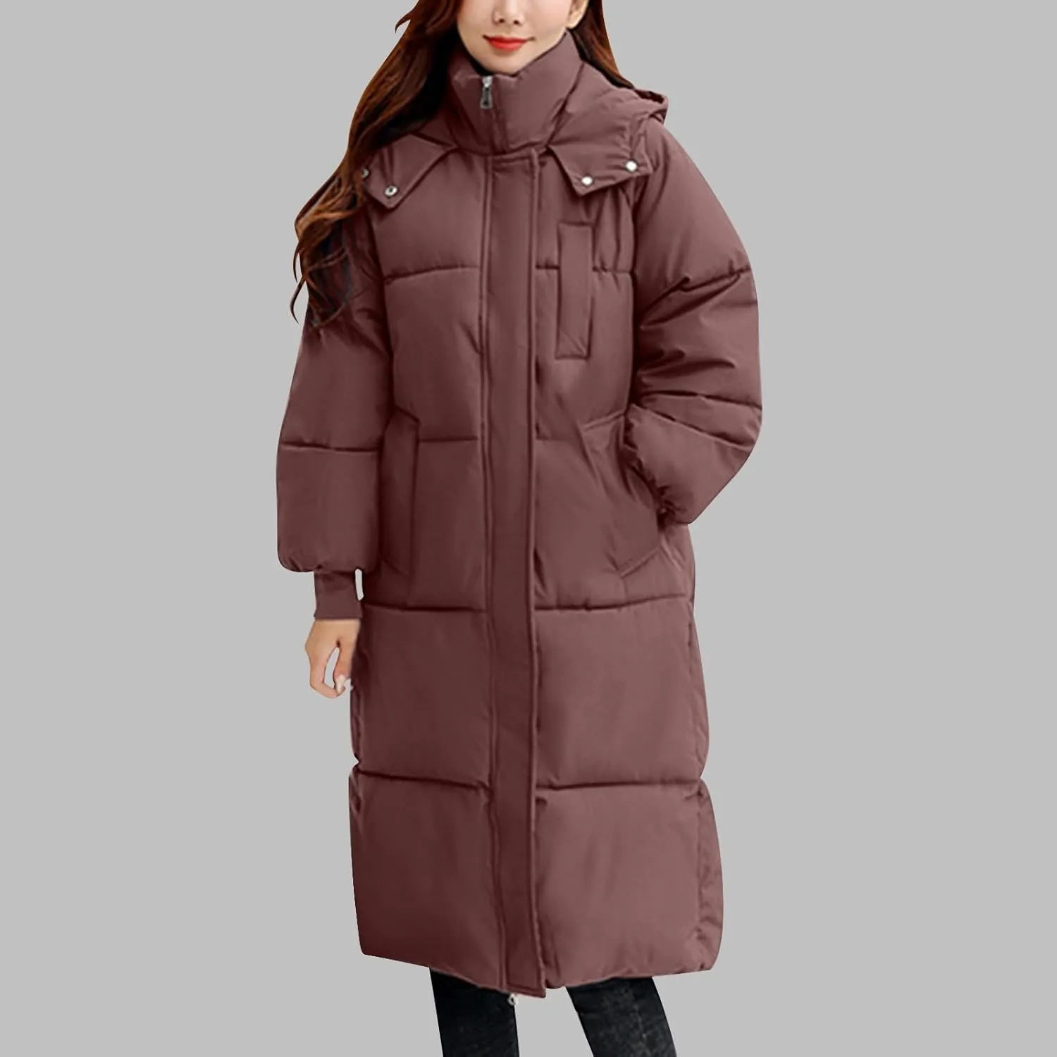 Winter Coats for Women Long Puffer Jackets with Hood Waterproof Maxi Down Jacket Padded Warm Coats Parkas Outerwear