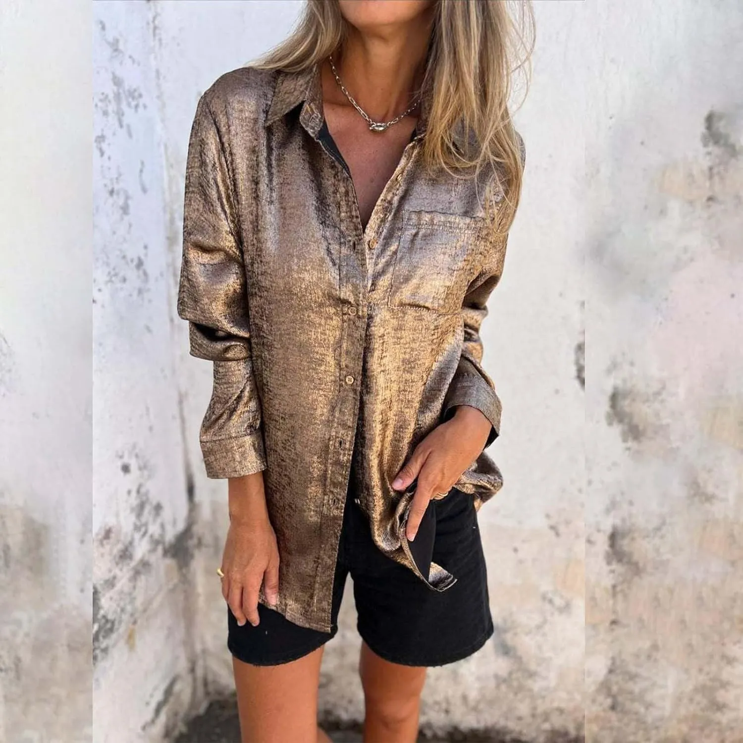 Women Button Down Linen Shirts Solid Color Linen Tops for Women Long Sleeve Loose Fit Vacation Beach Blouse