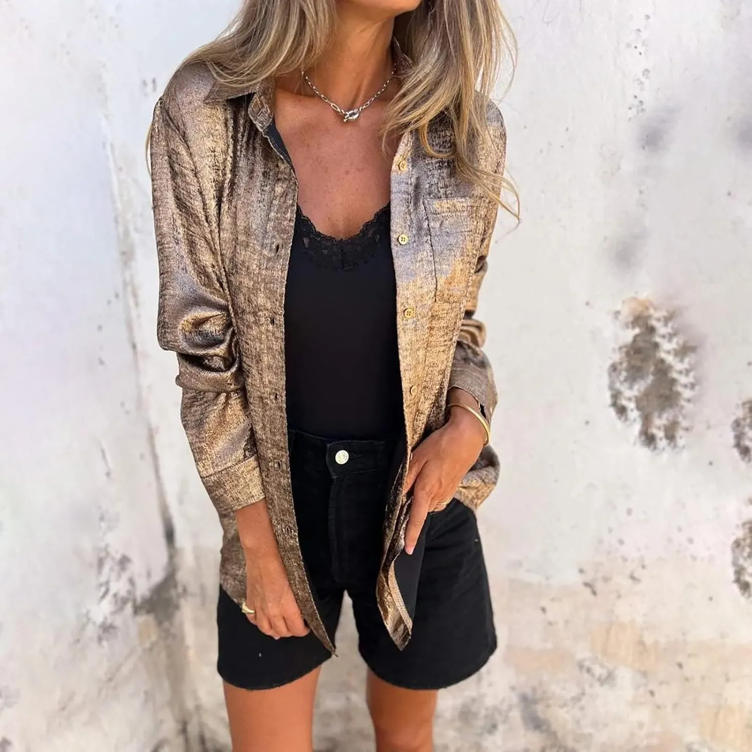 Women Button Down Linen Shirts Solid Color Linen Tops for Women Long Sleeve Loose Fit Vacation Beach Blouse