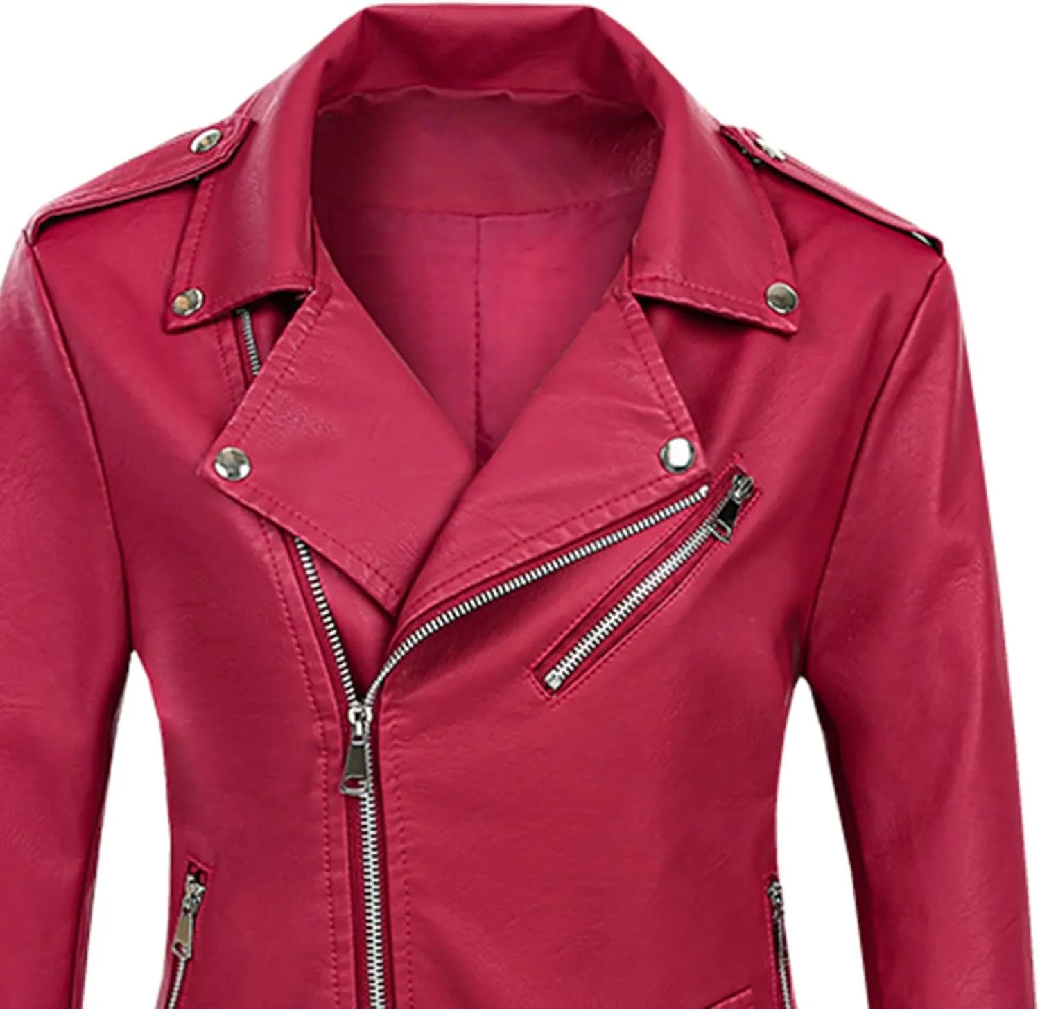 Women Classic Faux Leather Jacket Zip Up Outwear Lapel Biker Short Coat Ladies Moto Jackets Motorcycle Cardigan