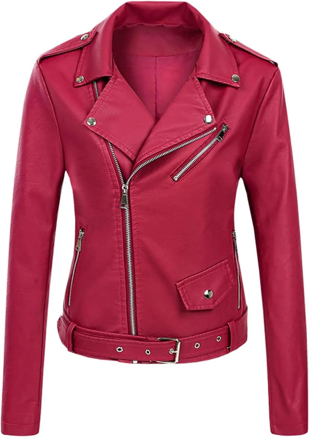Women Classic Faux Leather Jacket Zip Up Outwear Lapel Biker Short Coat Ladies Moto Jackets Motorcycle Cardigan