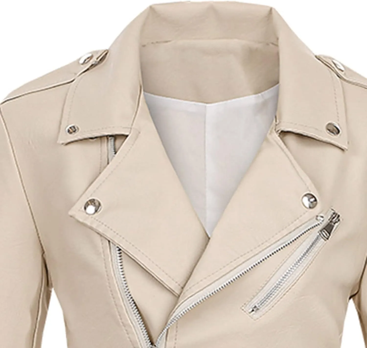 Women Classic Faux Leather Jacket Zip Up Outwear Lapel Biker Short Coat Ladies Moto Jackets Motorcycle Cardigan