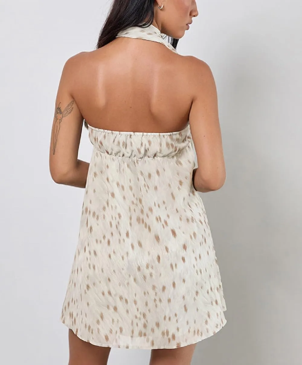 Women Halter Neck Mini Bodycon Dress with Scarf Sexy Backless Silk Satin Short Dress Club Party Dresses