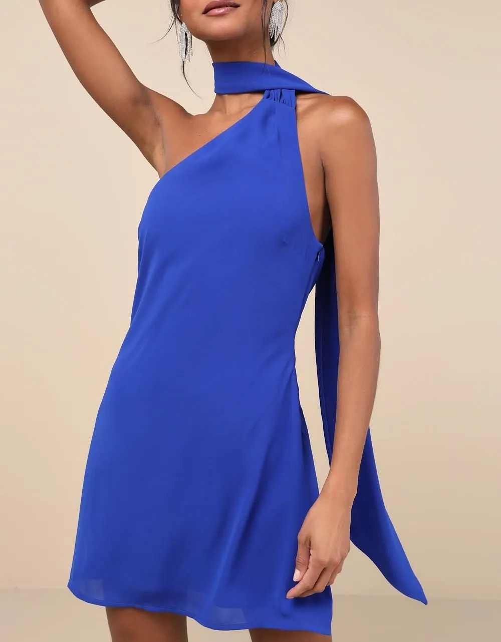 Women Halter Neck Mini Bodycon Dress with Scarf Sexy Backless Silk Satin Short Dress Club Party Dresses