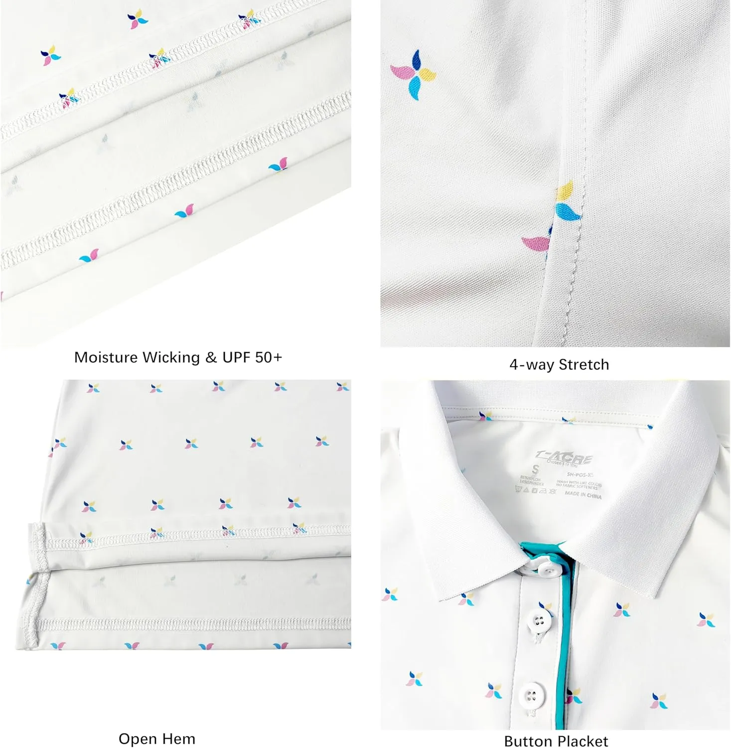 Women Print Golf Sport Polo Shirts Athletic Lightweight Quick Dry Slim Stretchable Tennis Short Sleeve Shirts