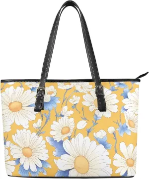 Women Tote Bag Countryside Flowers Ladies Tote Shoulder Bag, Waterproof PU Leather Top Handle Hobo Tote Satchel