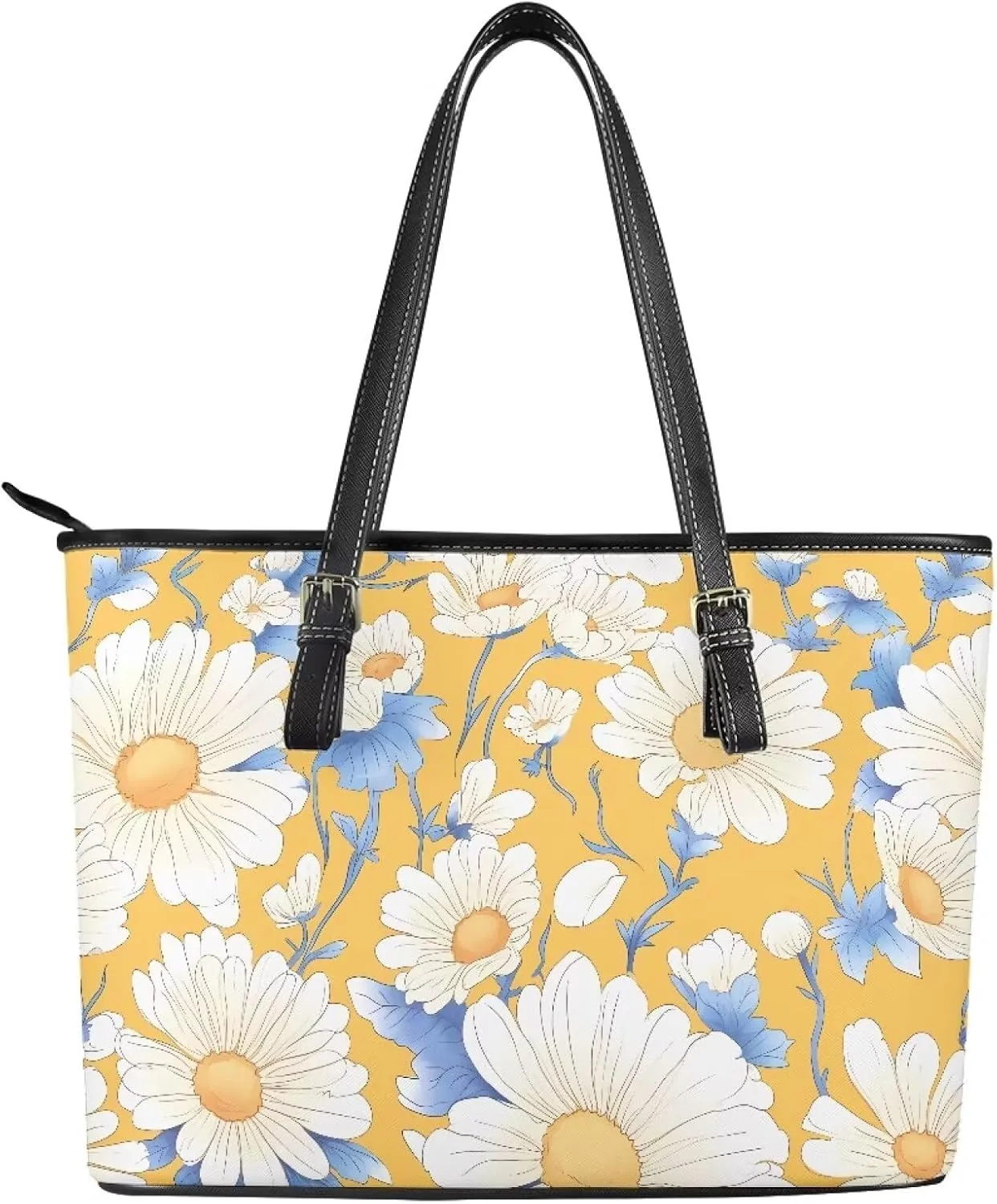Women Tote Bag Countryside Flowers Ladies Tote Shoulder Bag, Waterproof PU Leather Top Handle Hobo Tote Satchel