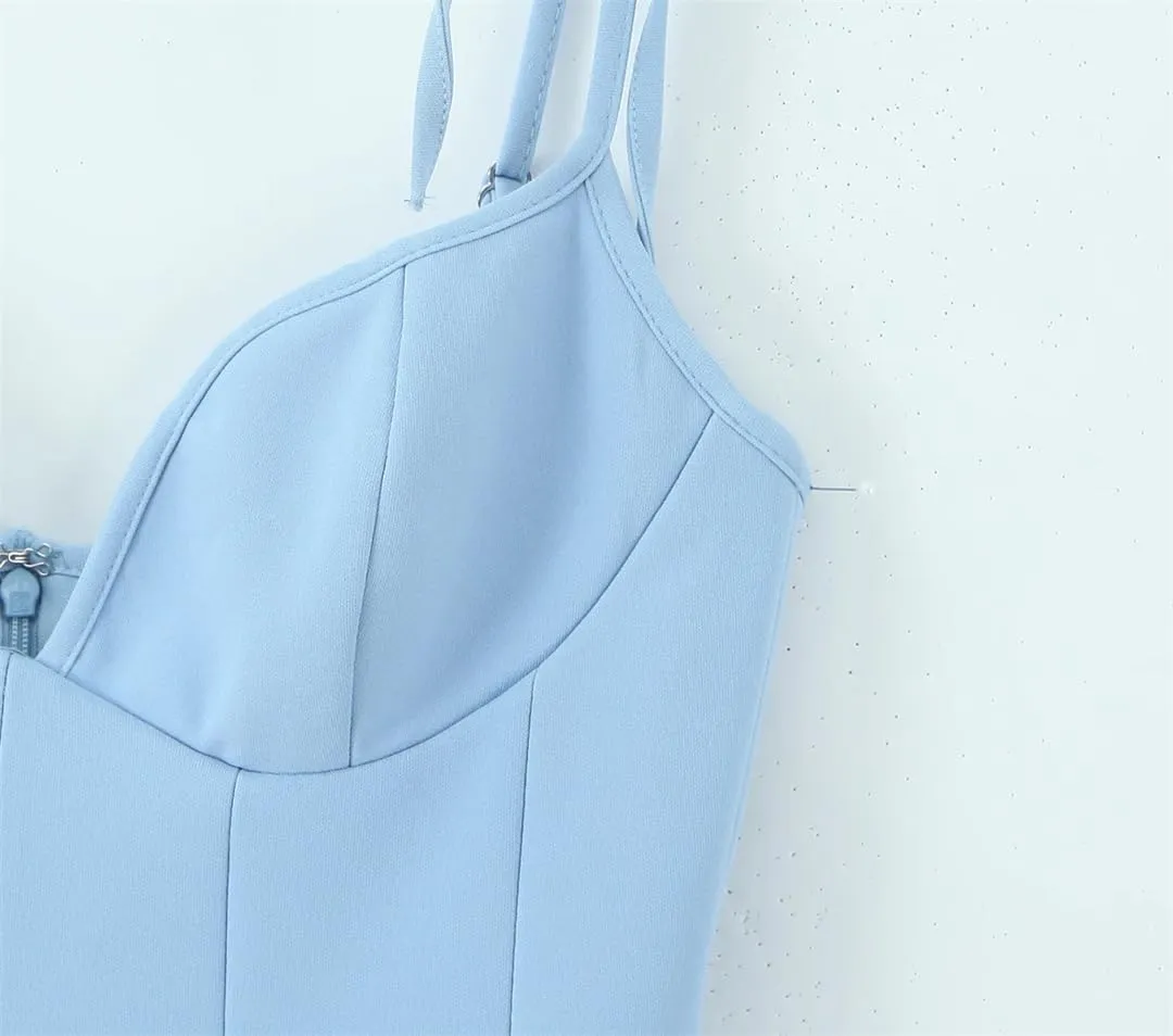 Women V-Neck Sleeveless Mini Dress Solid Spaghetti Strap A-Line Back Zipper Causal Dresses