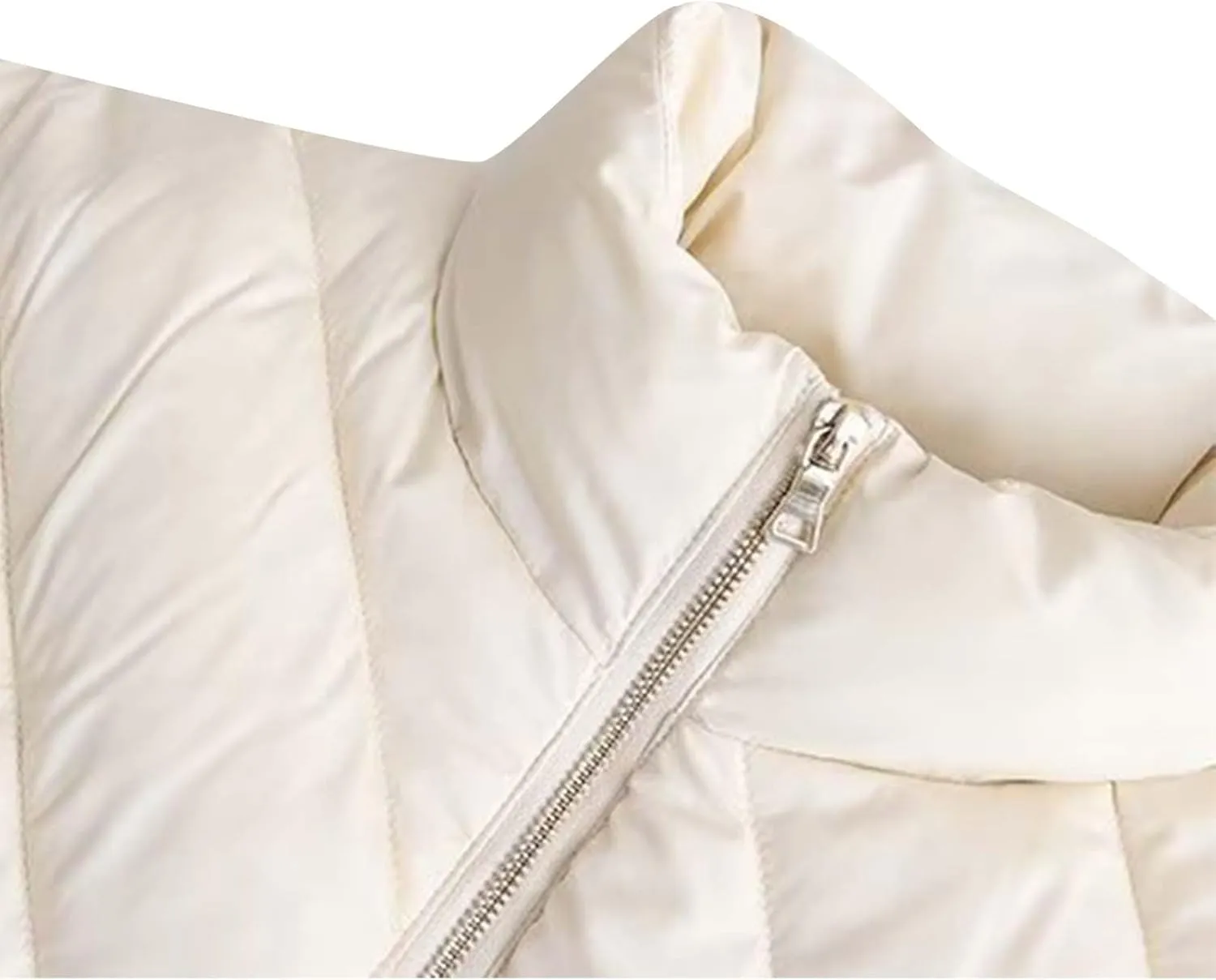 Women Winter Coats Long Sleeve Zip Puffer Jacket Stand Collar Quilted Lightweight Jackets Padded Baggy Short Down Coats