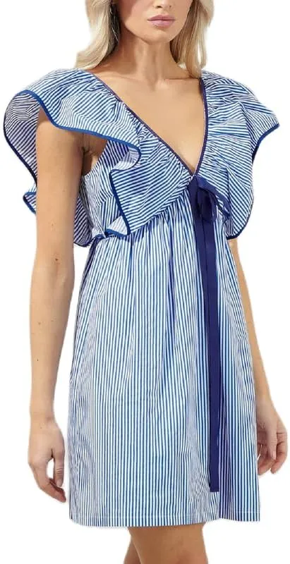 Women Y2k Floral Babydoll Mini Dress Ruffle Backless Bow Tie Short Dress Flowy Boho Beach Vacation Sundress