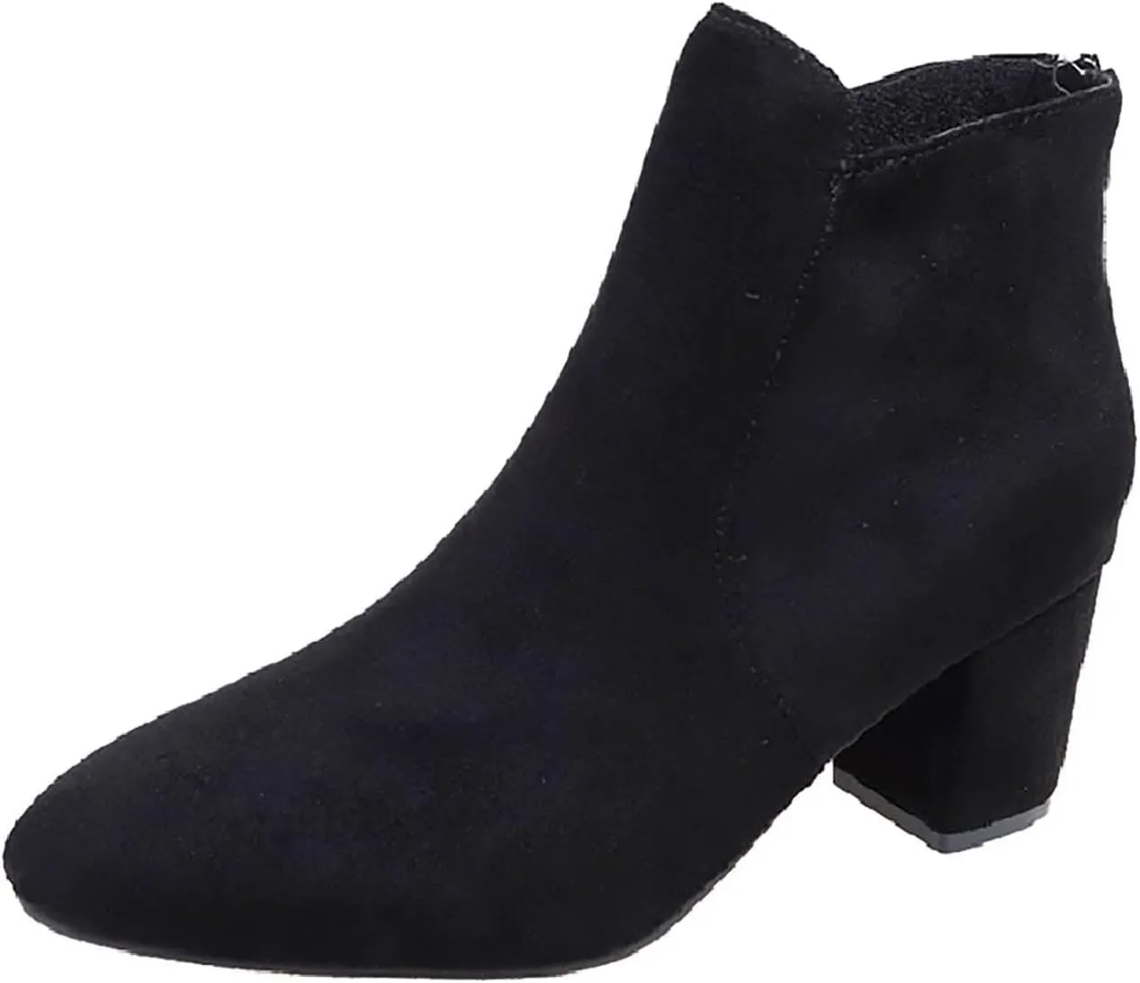 Women's Ankle Boots & Booties Black Dress Booties for Women Womens Work Boots Black Boot Heels for Women Keep Warm Flat Bottom Slip on Pointed Toe Leather Casual