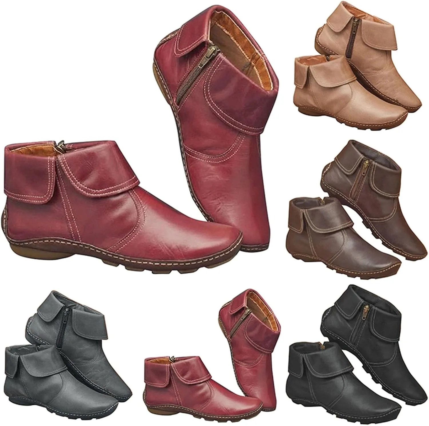 Women's Ankle Boots & Booties Womens Black Booties Low Heel Women's Slip On Boots Work Boot Shoe Laces Men Lightweight Cute Round Toe Closed Toe Wide Fit Available