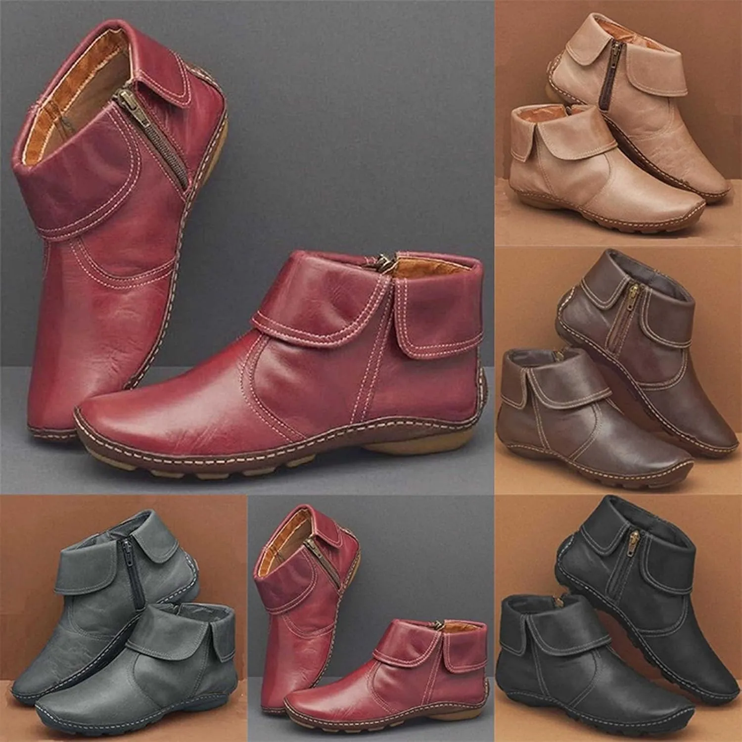 Women's Ankle Boots & Booties Womens Black Booties Low Heel Women's Slip On Boots Work Boot Shoe Laces Men Lightweight Cute Round Toe Closed Toe Wide Fit Available
