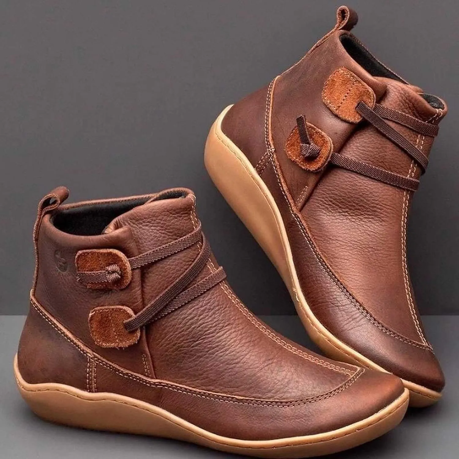 Womens Ankle Boots Leather Booties for Women 2024 Cowboy Booties for Women Boot Shoes for Women Flat Heel Closed Toe Closed Pointed Toe Low Block Heel Zip Up