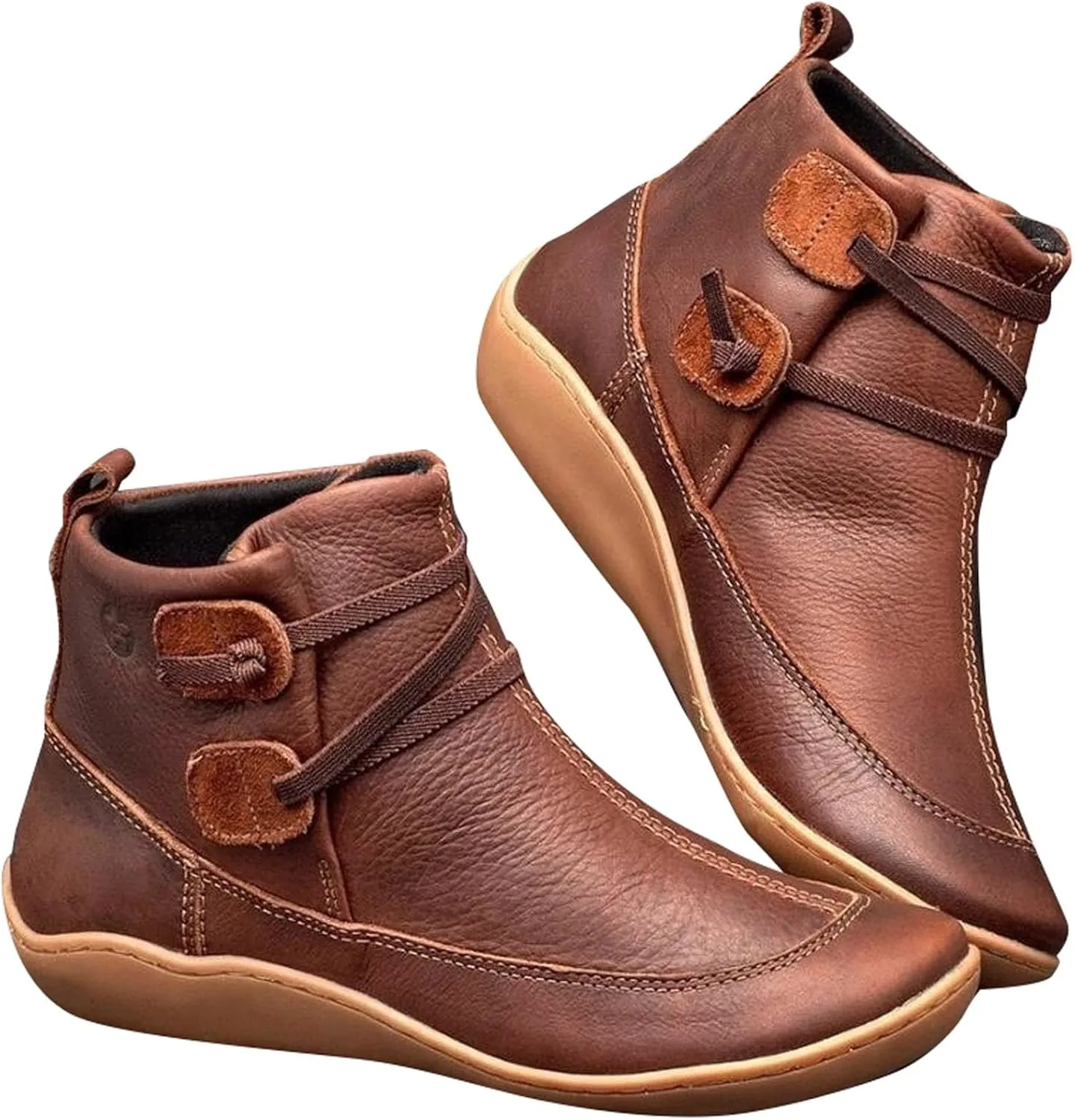 Womens Ankle Boots Leather Booties for Women 2024 Cowboy Booties for Women Boot Shoes for Women Flat Heel Closed Toe Closed Pointed Toe Low Block Heel Zip Up