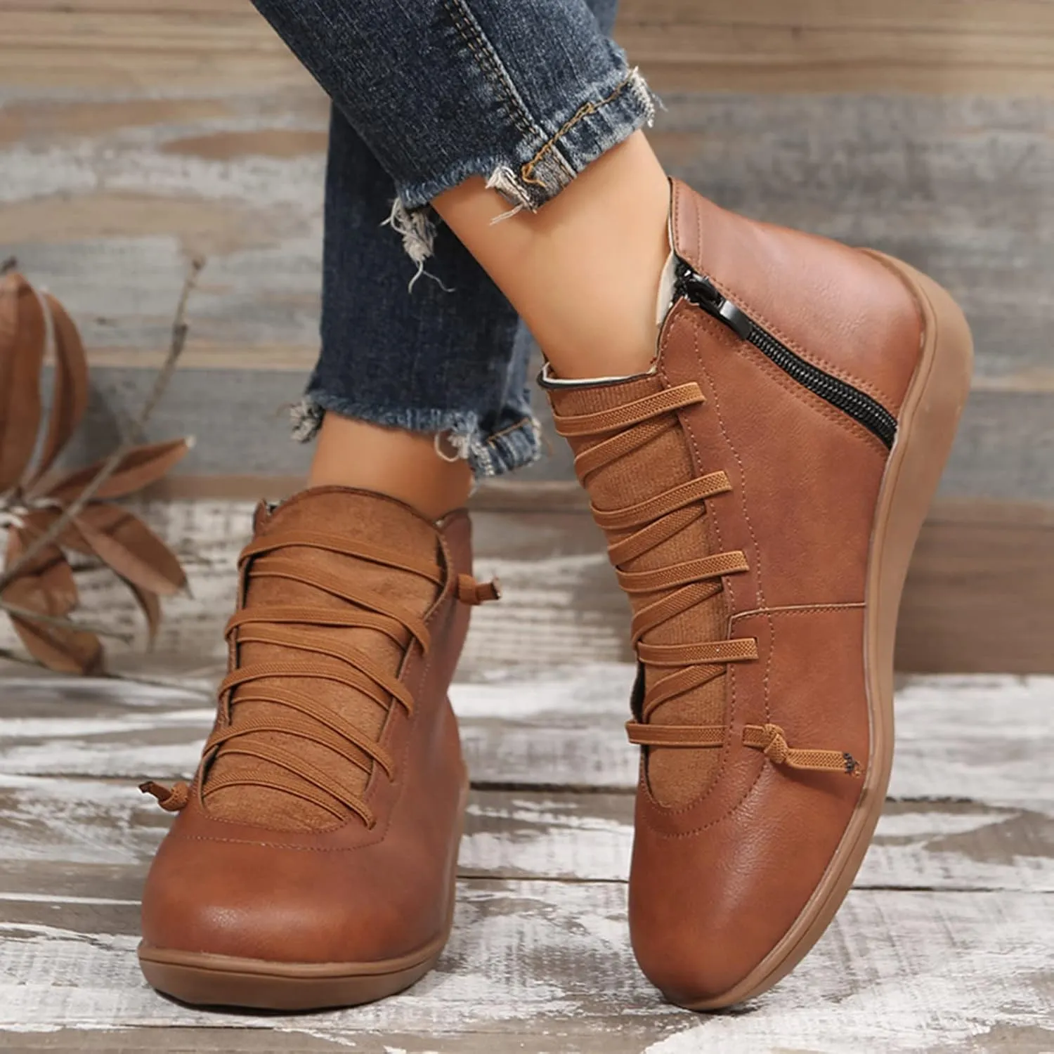 Womens Boots Ankle Womens Fall Booties Women Cowboy Boots Wedge Bootie for Women Comfortable Solid Color Comfy Casual Side Zipper Pointd Toe Suede