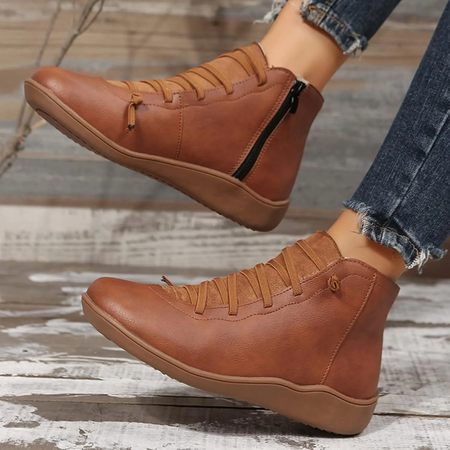 Womens Boots Ankle Womens Fall Booties Women Cowboy Boots Wedge Bootie for Women Comfortable Solid Color Comfy Casual Side Zipper Pointd Toe Suede