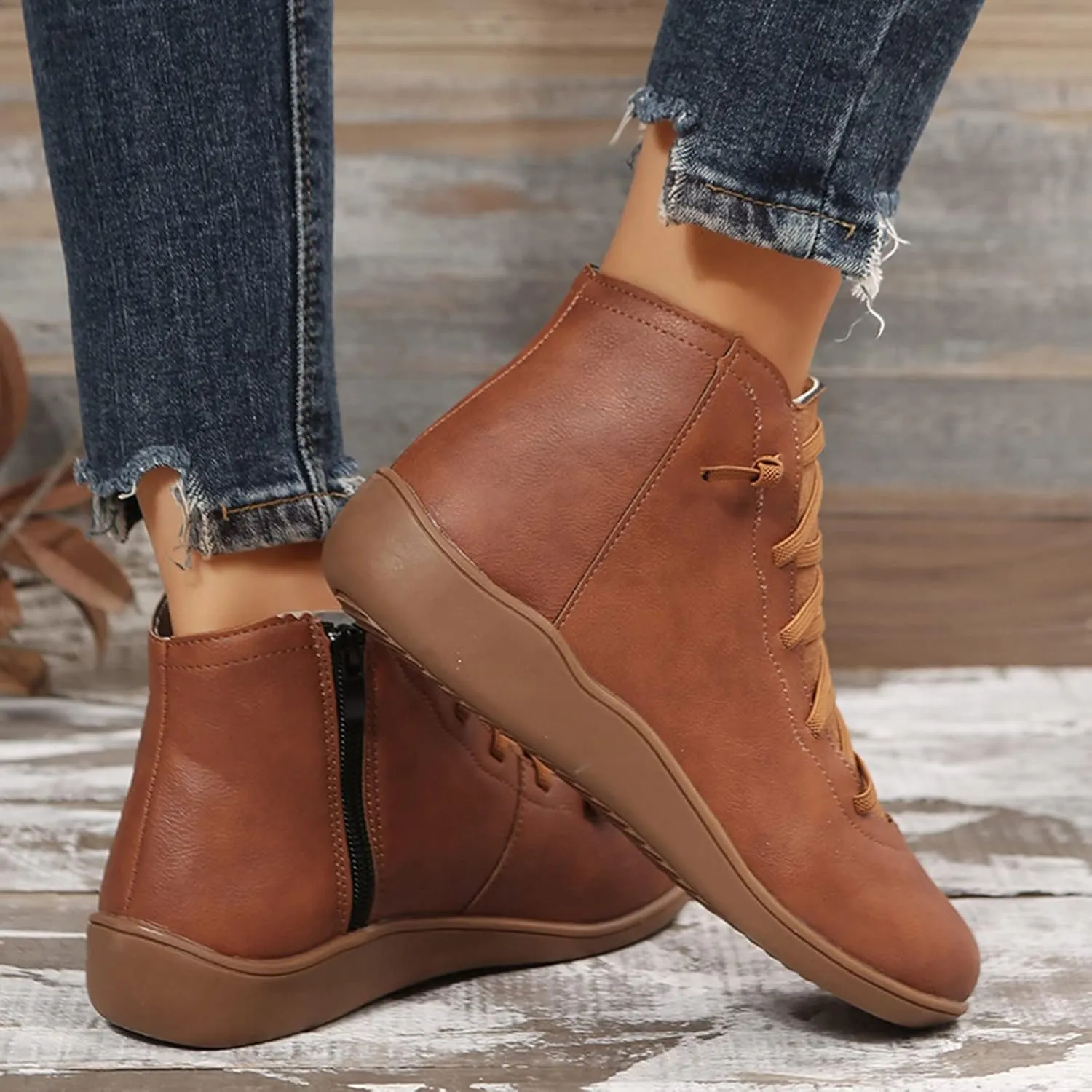 Womens Boots Ankle Womens Fall Booties Women Cowboy Boots Wedge Bootie for Women Comfortable Solid Color Comfy Casual Side Zipper Pointd Toe Suede