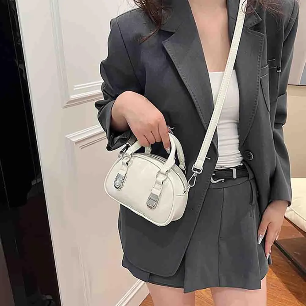 Women's Boston Bowling Handbag, PU Leather Barrel Top Handle Shoulder Purse, Novelty Fashion Crossbody Satchel (No Pendant)