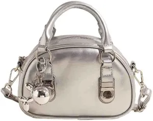 Women's Boston Bowling Handbag, PU Leather Barrel Top Handle Shoulder Purse, Novelty Fashion Crossbody Satchel (No Pendant)