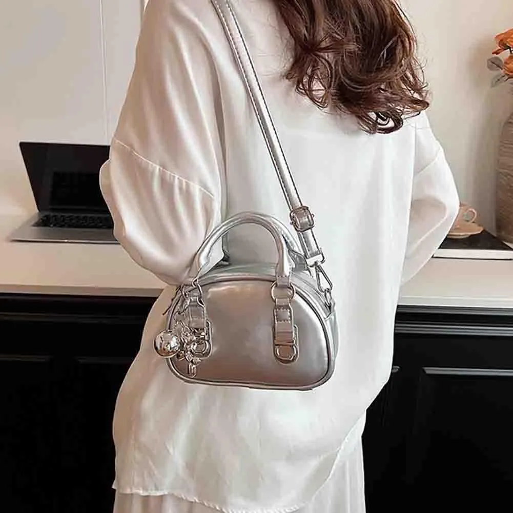 Women's Boston Bowling Handbag, PU Leather Barrel Top Handle Shoulder Purse, Novelty Fashion Crossbody Satchel (No Pendant)