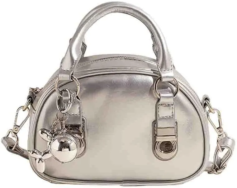 Women's Boston Bowling Handbag, PU Leather Barrel Top Handle Shoulder Purse, Novelty Fashion Crossbody Satchel (No Pendant)
