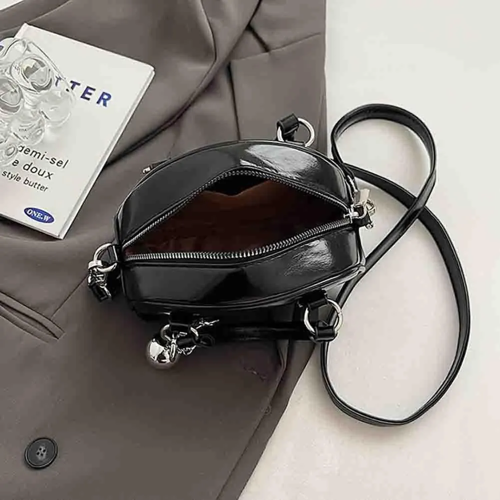 Women's Boston Bowling Handbag, PU Leather Barrel Top Handle Shoulder Purse, Novelty Fashion Crossbody Satchel (No Pendant)