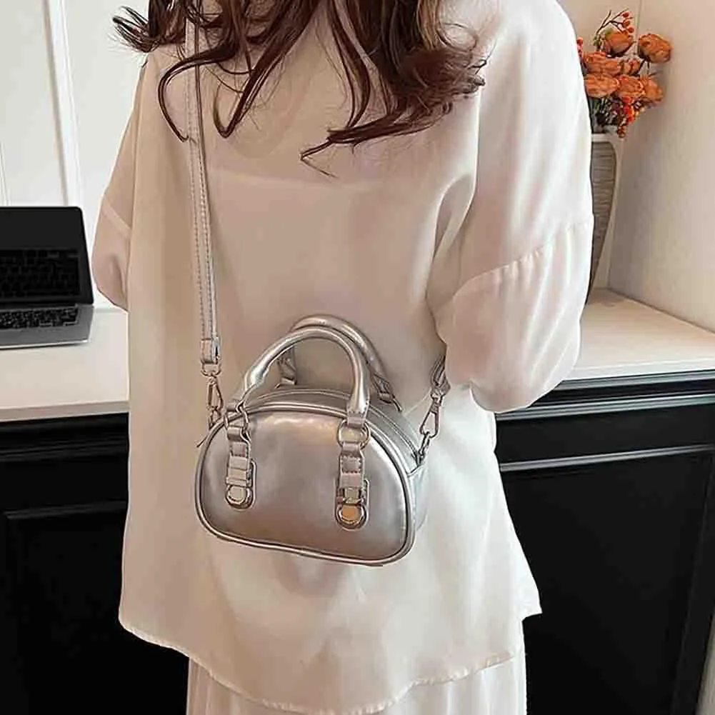 Women's Boston Bowling Handbag, PU Leather Barrel Top Handle Shoulder Purse, Novelty Fashion Crossbody Satchel (No Pendant)