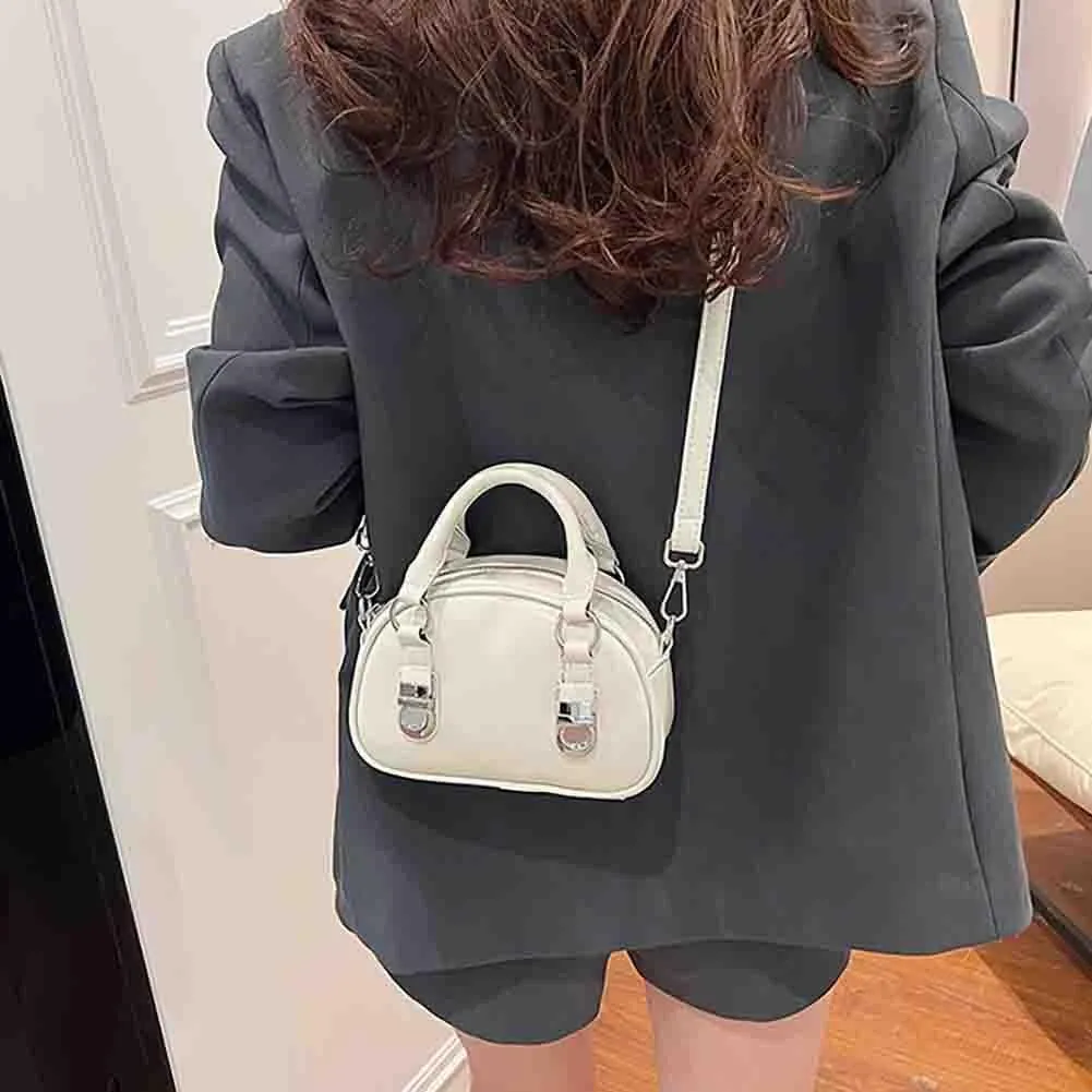 Women's Boston Bowling Handbag, PU Leather Barrel Top Handle Shoulder Purse, Novelty Fashion Crossbody Satchel (No Pendant)