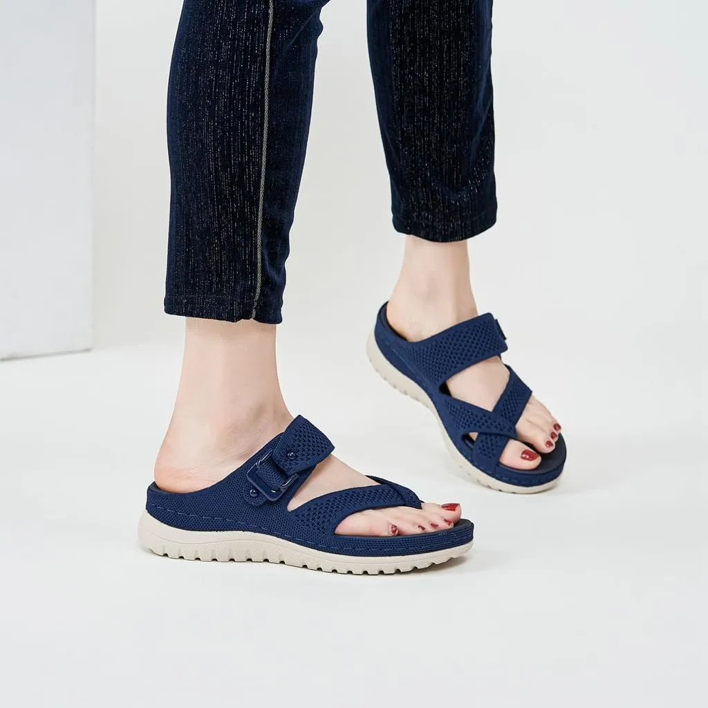 Women's Casual Sports Athletic Toe Ring Slide Sandals Comfort Slip On Lightweight Walking Summer Beach Sandal