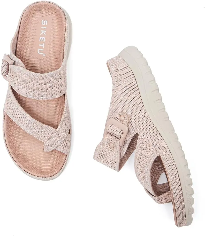 Women's Casual Sports Athletic Toe Ring Slide Sandals Comfort Slip On Lightweight Walking Summer Beach Sandal