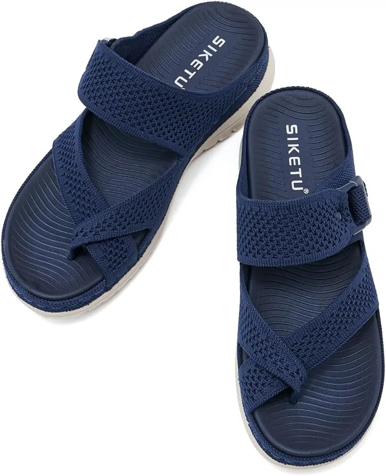 Women's Casual Sports Athletic Toe Ring Slide Sandals Comfort Slip On Lightweight Walking Summer Beach Sandal