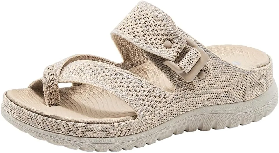 Women's Casual Sports Athletic Toe Ring Slide Sandals Comfort Slip On Lightweight Walking Summer Beach Sandal