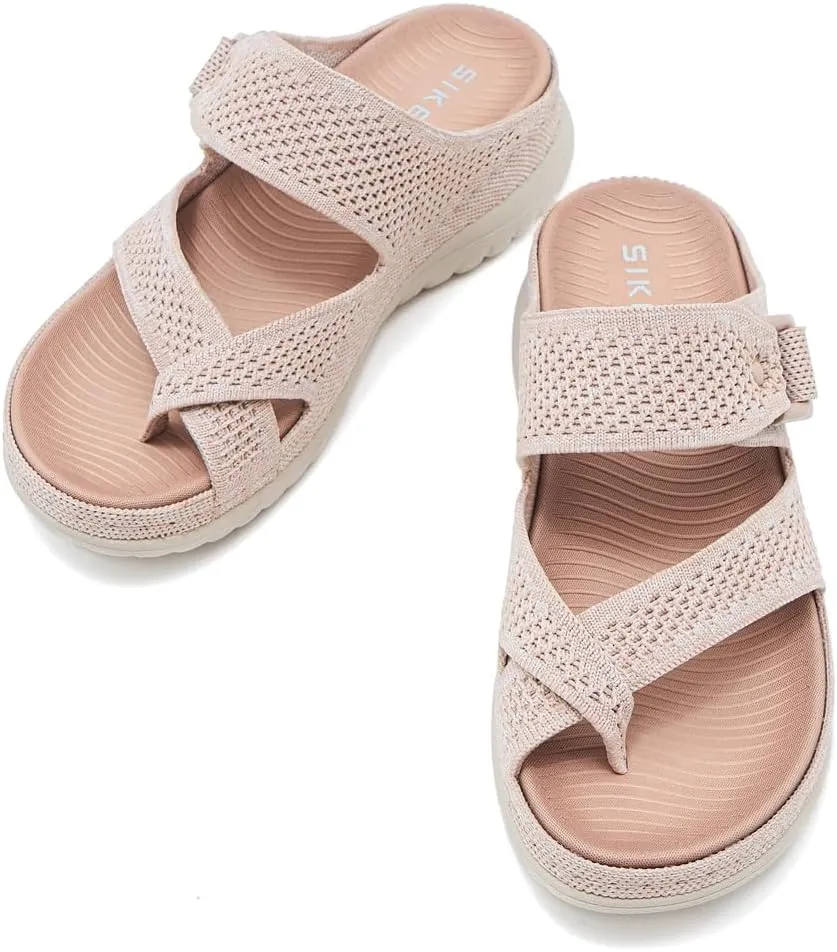 Women's Casual Sports Athletic Toe Ring Slide Sandals Comfort Slip On Lightweight Walking Summer Beach Sandal