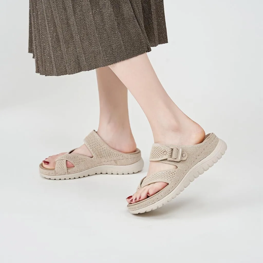 Women's Casual Sports Athletic Toe Ring Slide Sandals Comfort Slip On Lightweight Walking Summer Beach Sandal