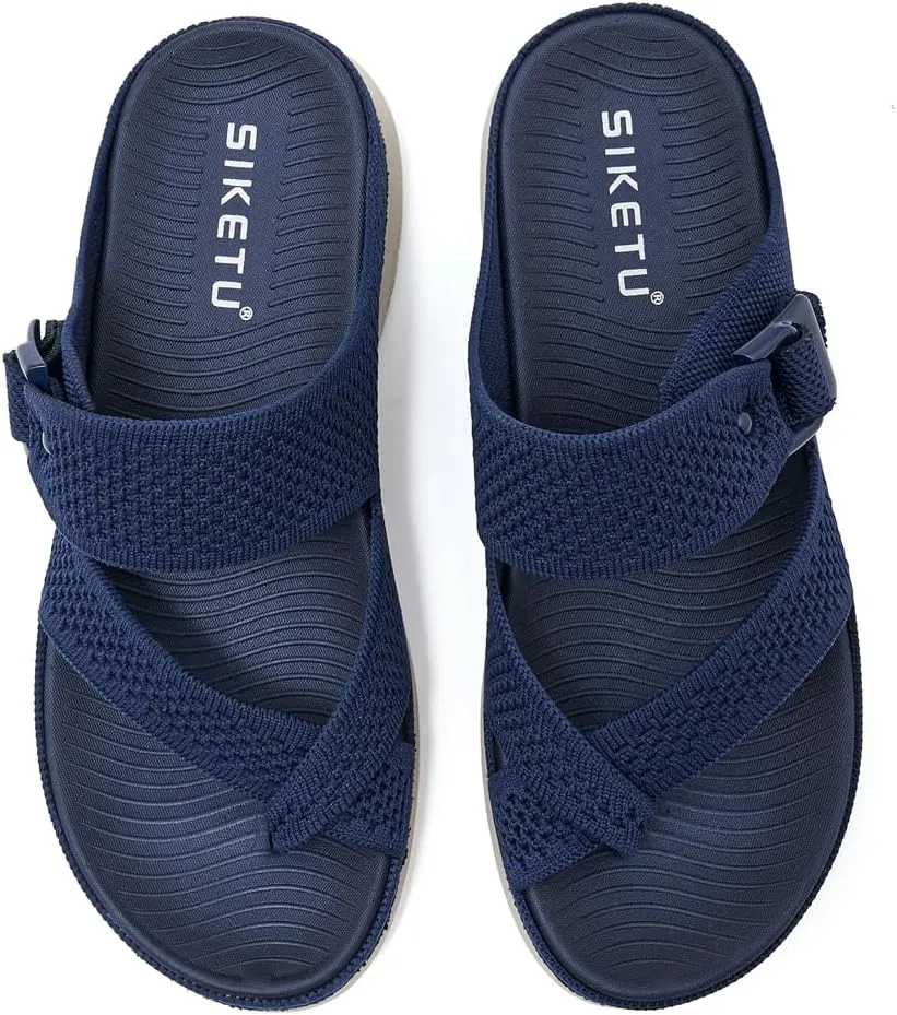 Women's Casual Sports Athletic Toe Ring Slide Sandals Comfort Slip On Lightweight Walking Summer Beach Sandal