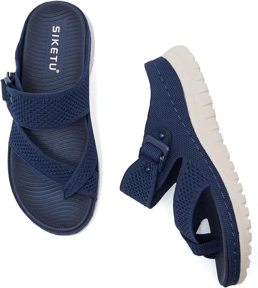 Women's Casual Sports Athletic Toe Ring Slide Sandals Comfort Slip On Lightweight Walking Summer Beach Sandal