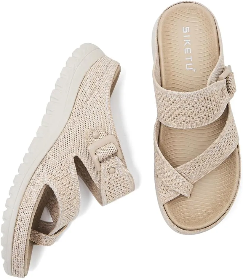 Women's Casual Sports Athletic Toe Ring Slide Sandals Comfort Slip On Lightweight Walking Summer Beach Sandal