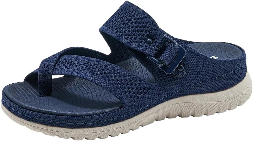 Women's Casual Sports Athletic Toe Ring Slide Sandals Comfort Slip On Lightweight Walking Summer Beach Sandal