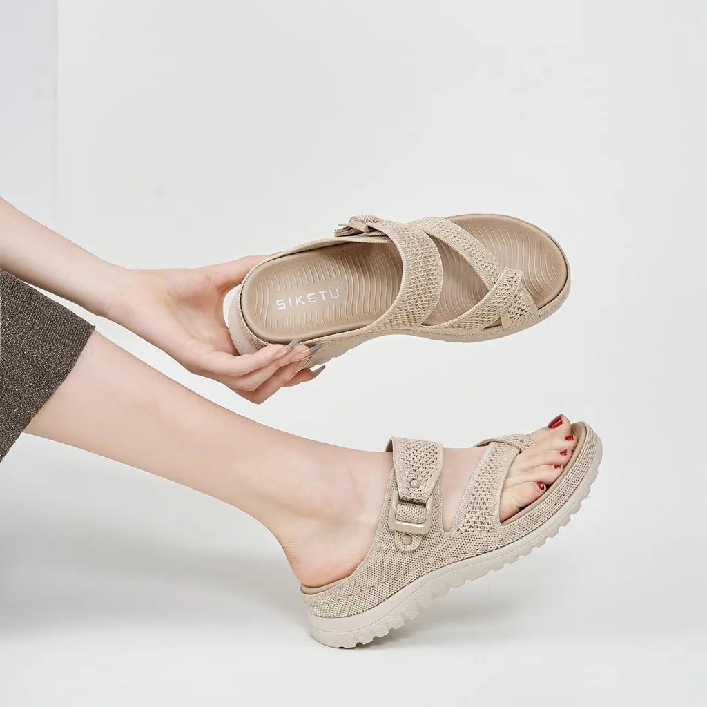 Women's Casual Sports Athletic Toe Ring Slide Sandals Comfort Slip On Lightweight Walking Summer Beach Sandal