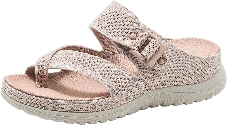 Women's Casual Sports Athletic Toe Ring Slide Sandals Comfort Slip On Lightweight Walking Summer Beach Sandal