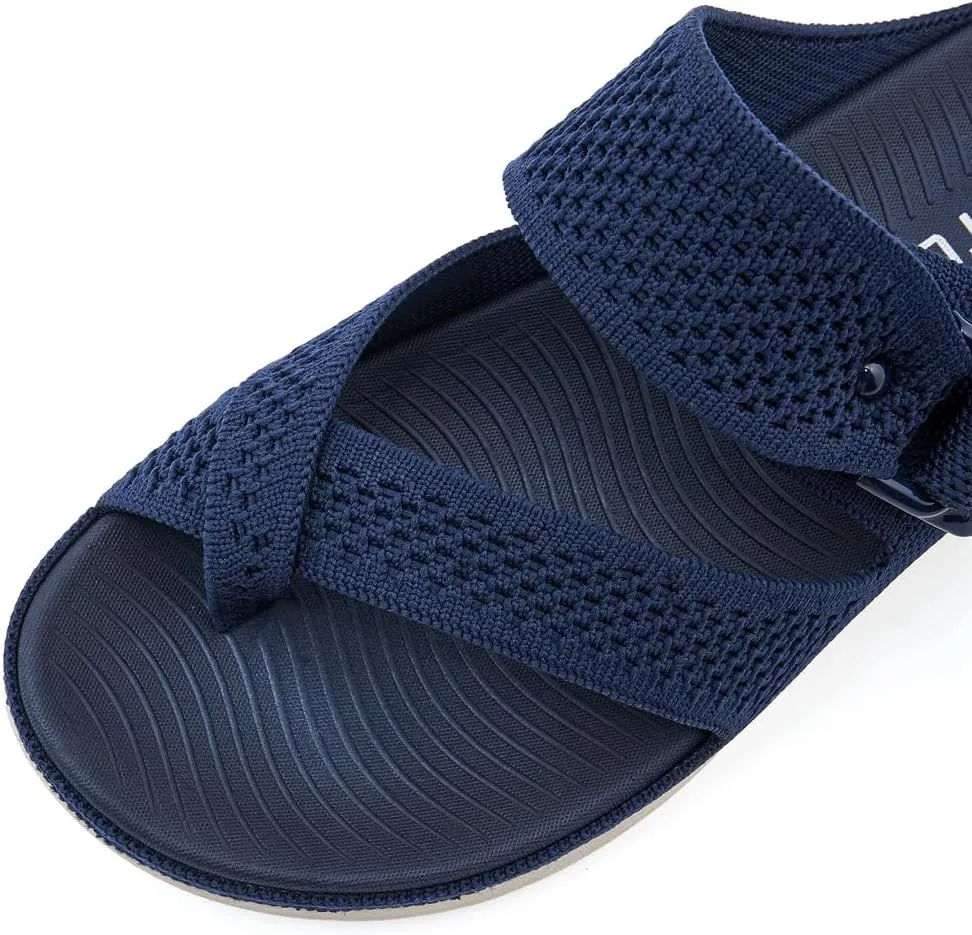 Women's Casual Sports Athletic Toe Ring Slide Sandals Comfort Slip On Lightweight Walking Summer Beach Sandal